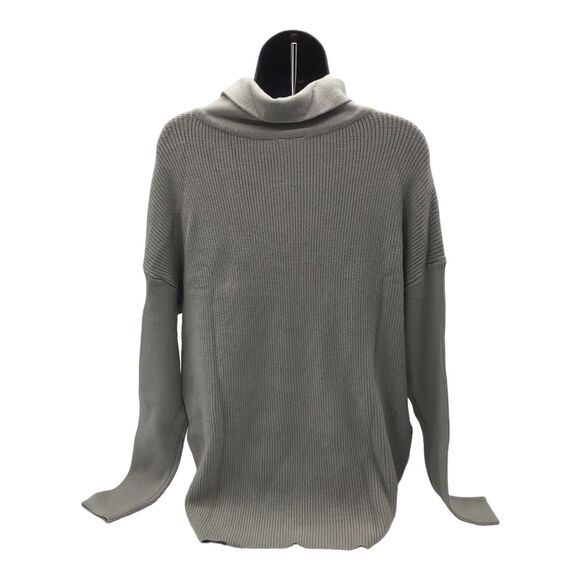 Devotion by Cyrus Womens Medium Oversized Cowl Neck Ribbed Knit Sweater Gray - Picture 9 of 11